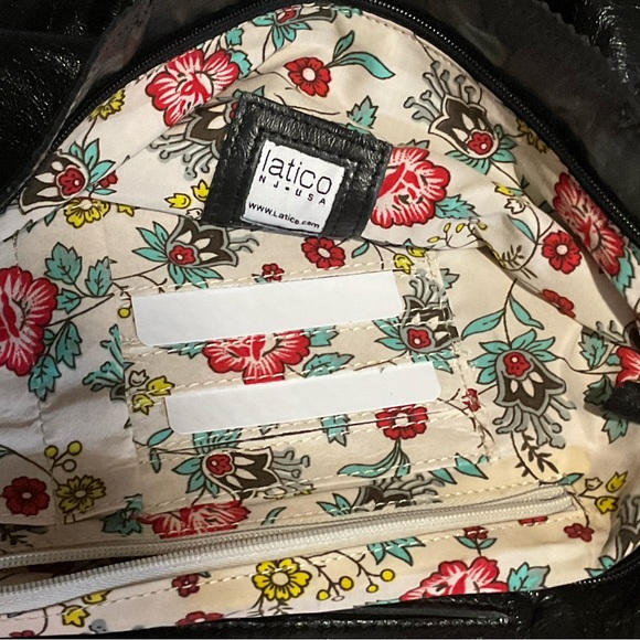 ANTHROPOLOGIE LATIGO LEATHER 🖤NORA BAG BLACK SCALLOPED LARGE TOTE NEW🎁 - Picture 7 of 8